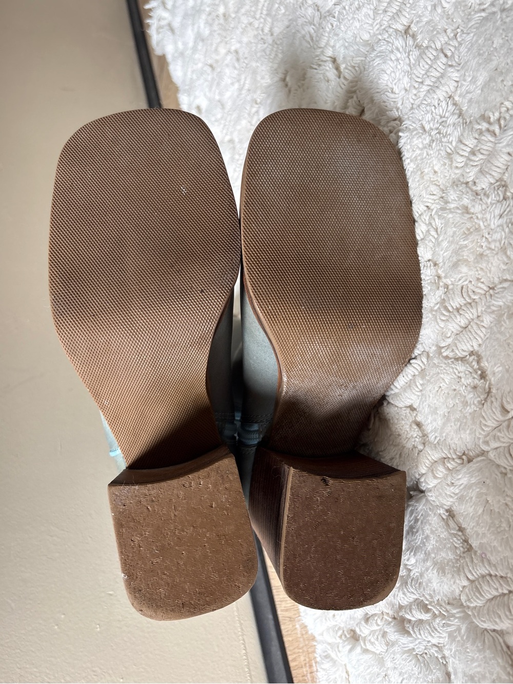 Vintage 90s Connie Too Platform Boots Size 8.5 - Blue Leather & Chunky Wood Heel - Picture 9 of 15